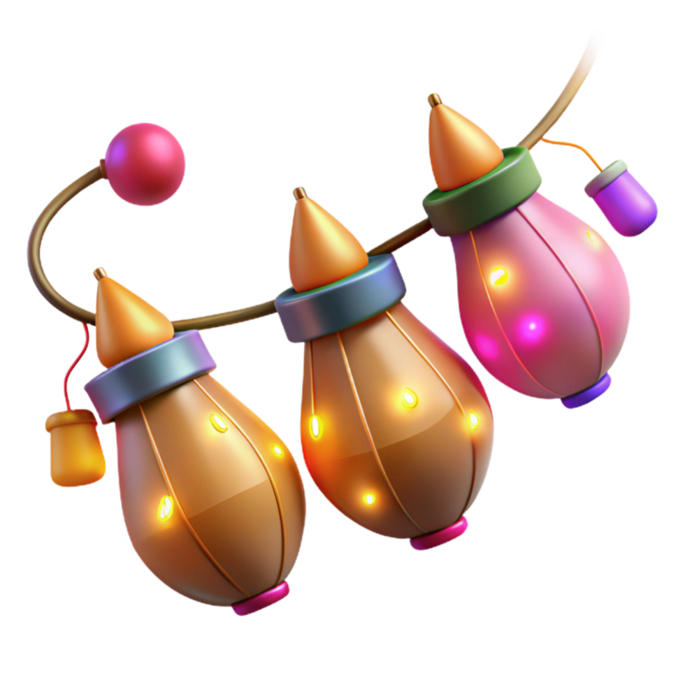impressive modern Diwali String Lights Isolated Festive Glow detailed png