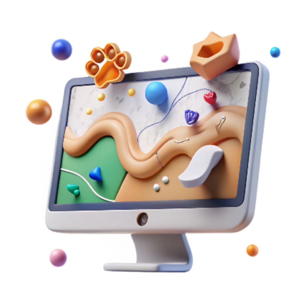 wonderful modern Computer Screen Displaying Animal Tracking Data Bright White Transparent Background authentic png