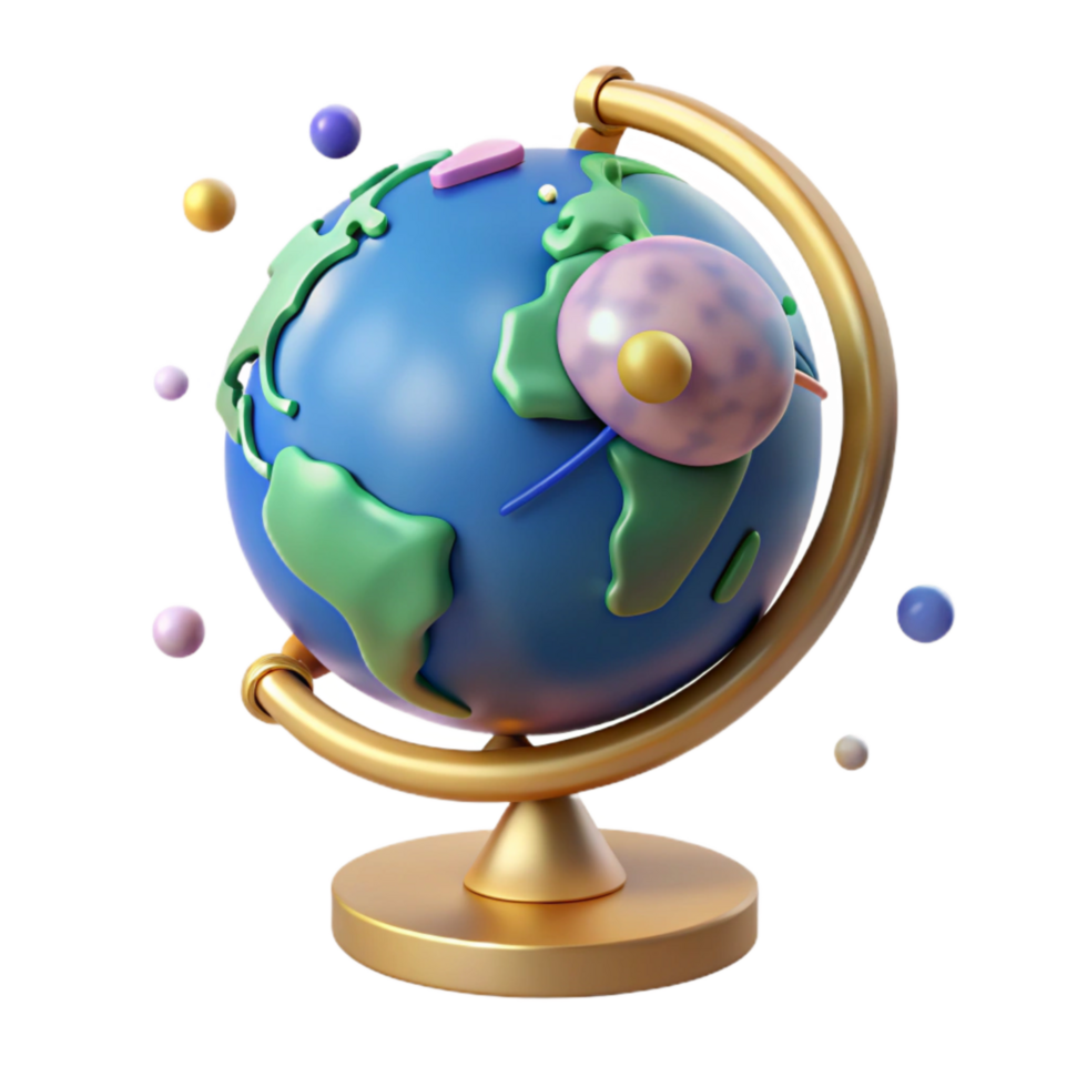 serene vintage Globe Tilted Axis Transparent Background Isolated Element high resolution png