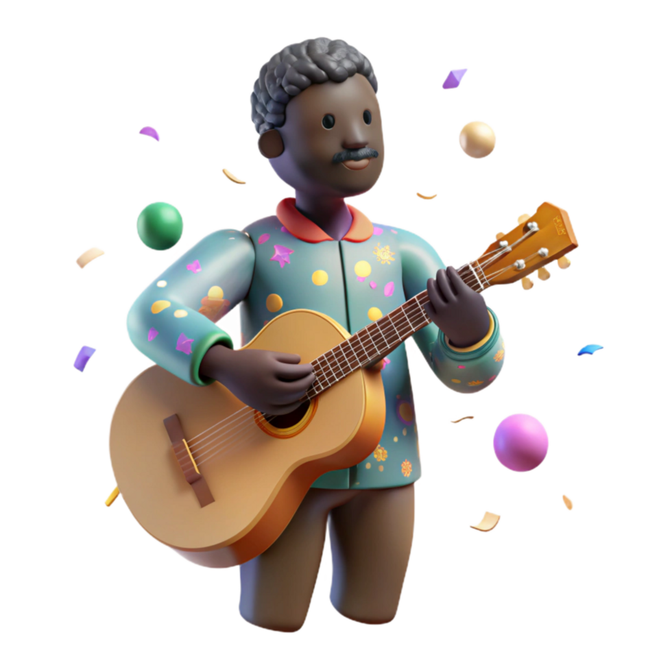 wonderful abstract Cuban Tres Guitar Player Silhouette Transparent Background genuine png