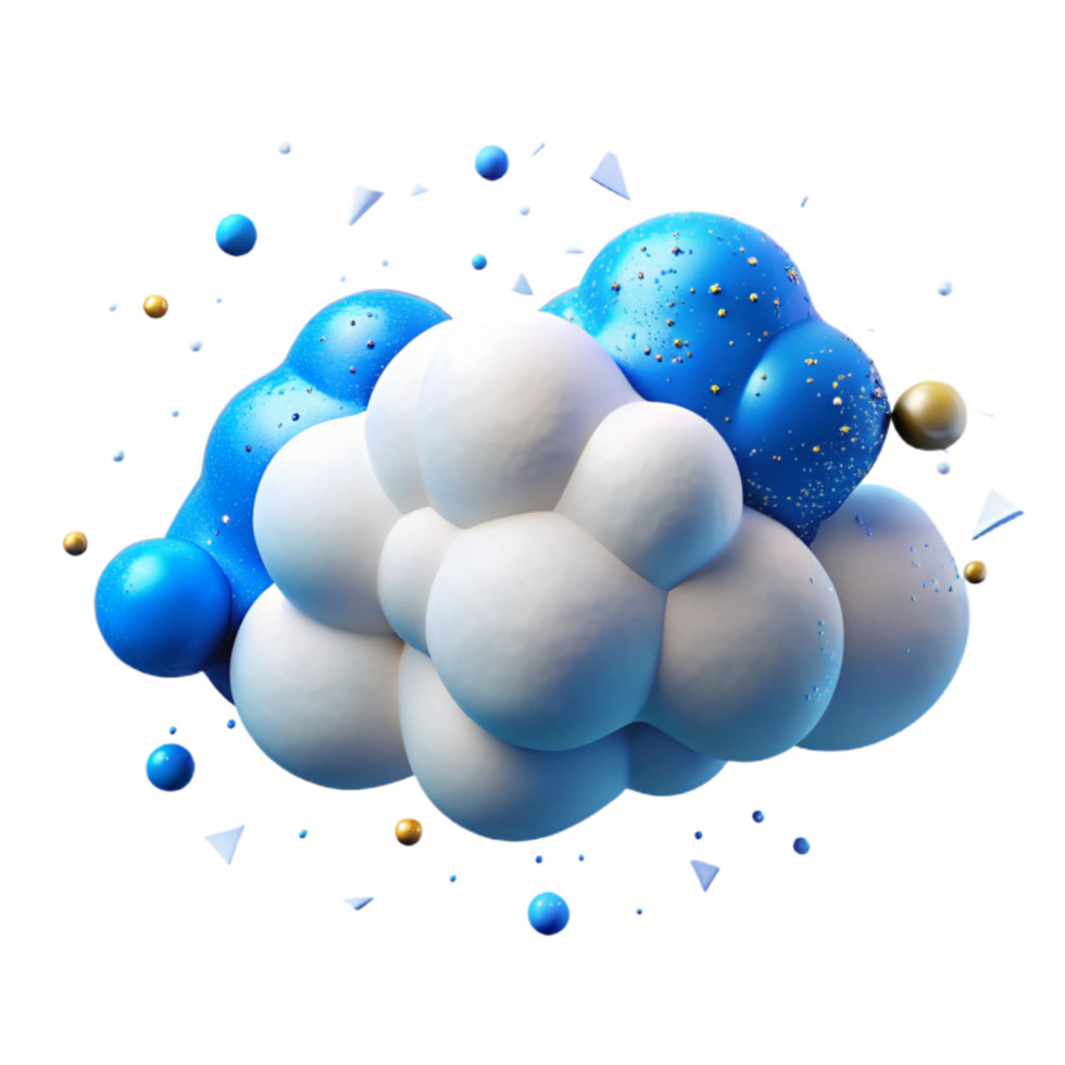 serene creative Clear Blue Sky with Fluffy White Clouds Cutout detailed png