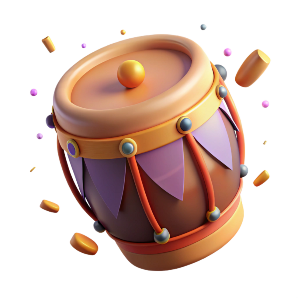 magnificent rustic Atabaque Drum Brazilian Music Afro-brazilian Culture Isolated with Warm Lighting high quality png
