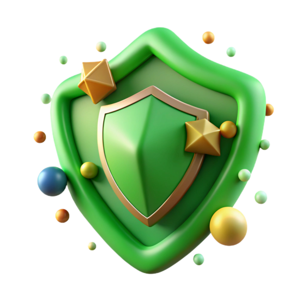 impressive traditional Environmental Protection Shield Isolated with Green Color detailed png