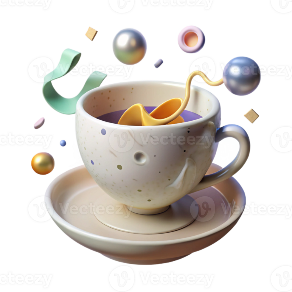 serene abstract Empty Teacup White Porcelain Cutout premium png