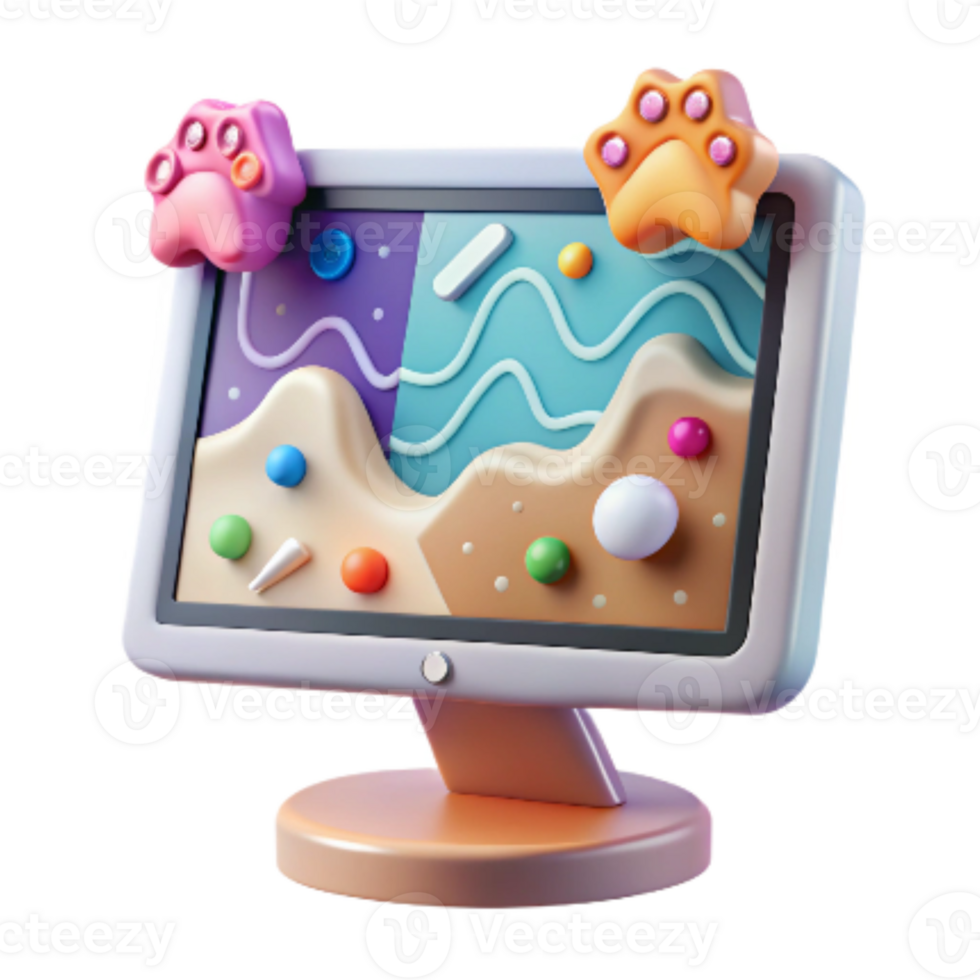 magnificent rustic Computer Screen Displaying Animal Tracking Data Bright White Transparent Background authentic png