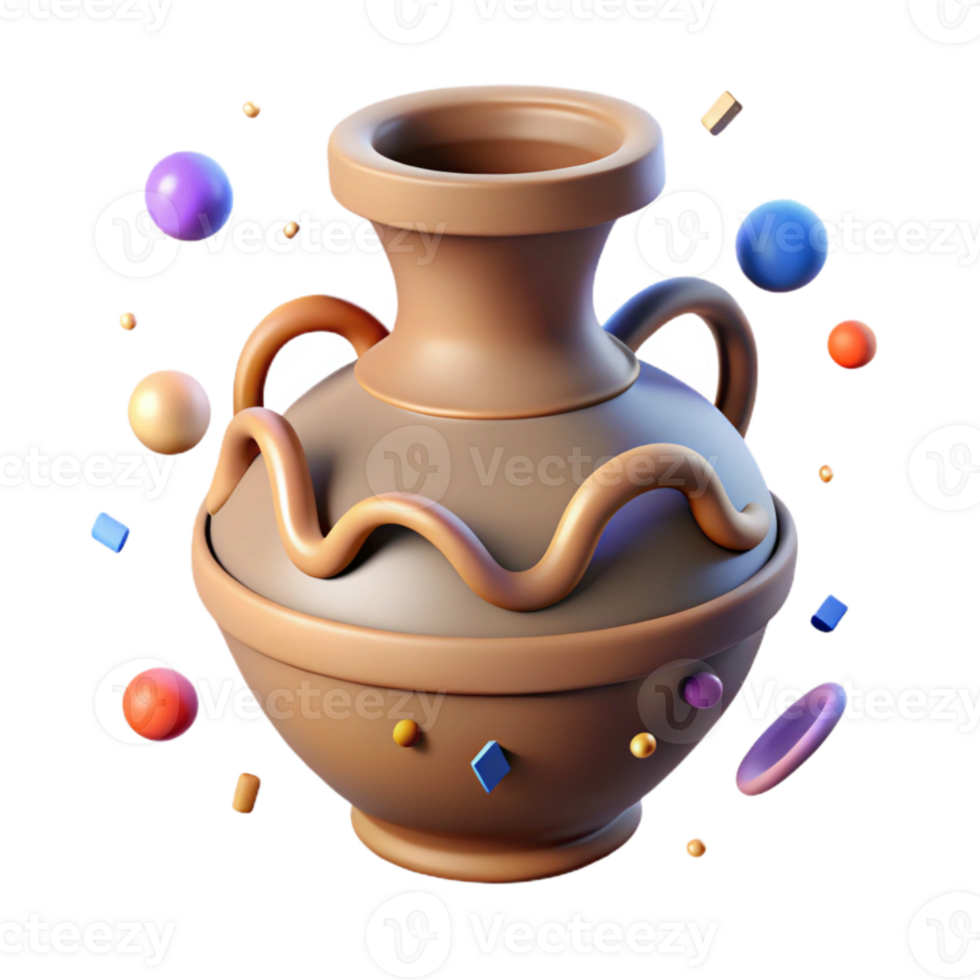 beautiful abstract Ancient Vase Ceramic Material Isolated Element detailed png
