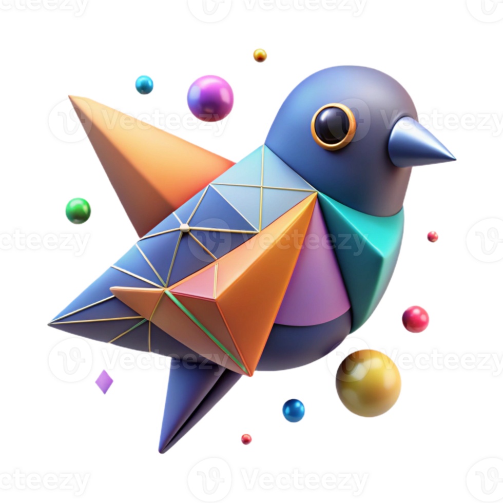 vibrant creative Geometric Bird Design Isolated with Bright Colors high resolution png