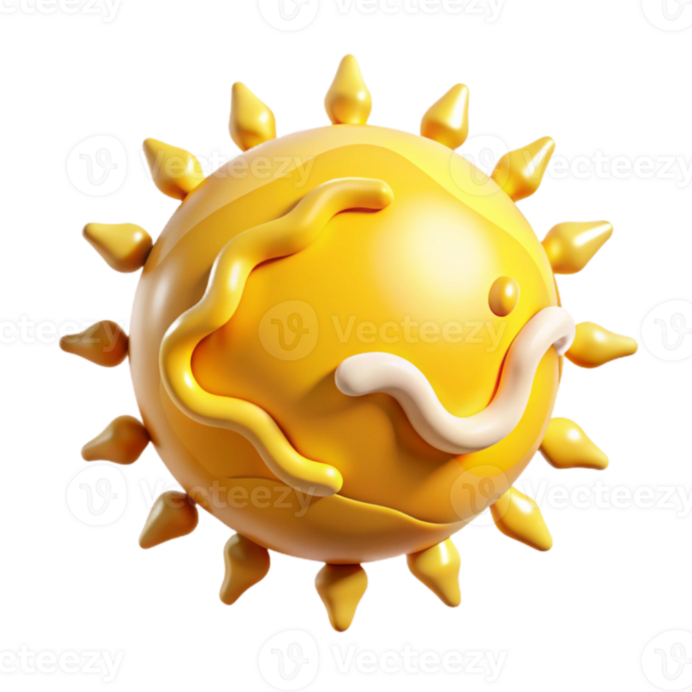 vibrant traditional Global Warming Sun Icon Intense Yellow Isolated professional png