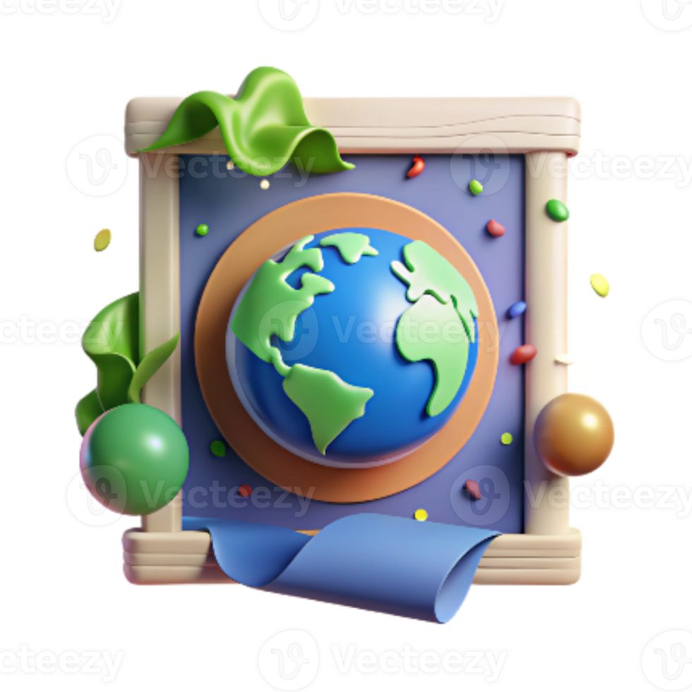 wonderful vintage Climate Change Awareness Poster with Earth Icon Transparent Background authentic png
