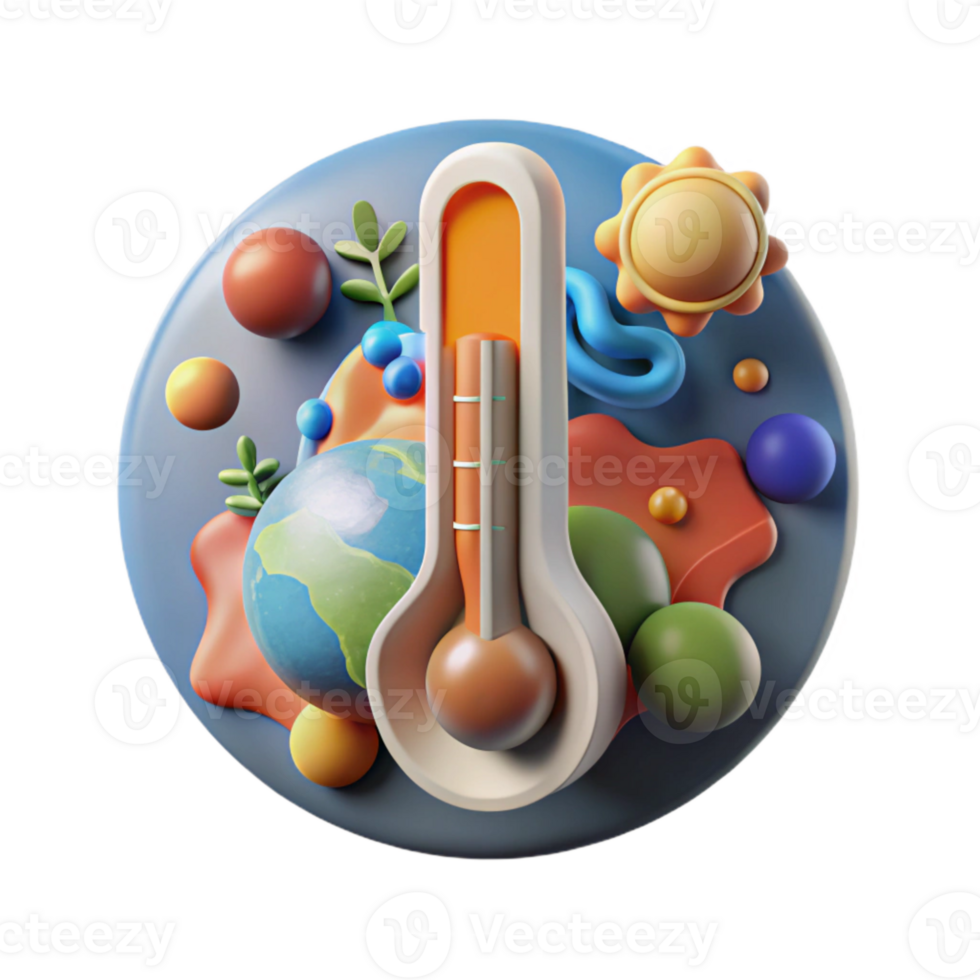 beautiful abstract Climate Change Thermometer Rising Temperature Transparent Background premium png