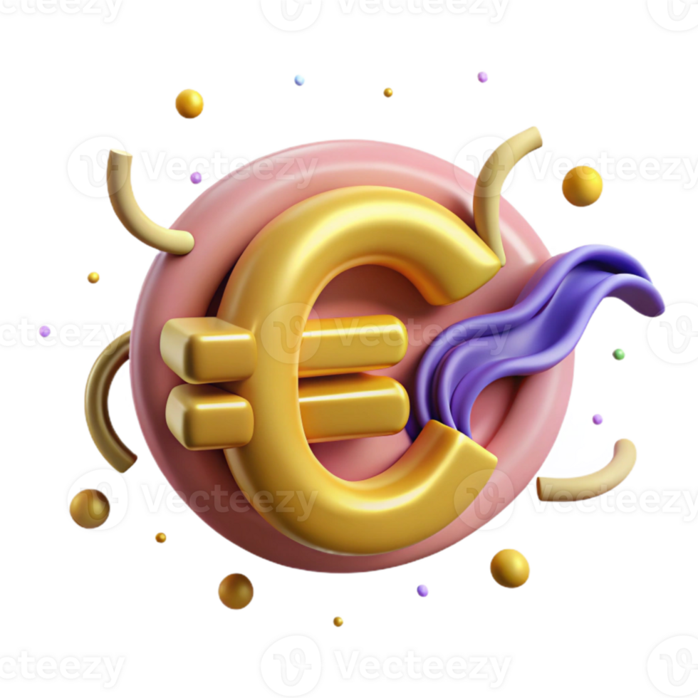 dramatic vintage Euro Sign Symbol with Curved Lines Isolated premium png