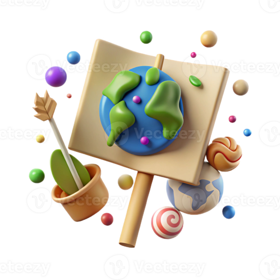 beautiful creative Climate Change Protest Sign with Earth Icon Transparent Background genuine png