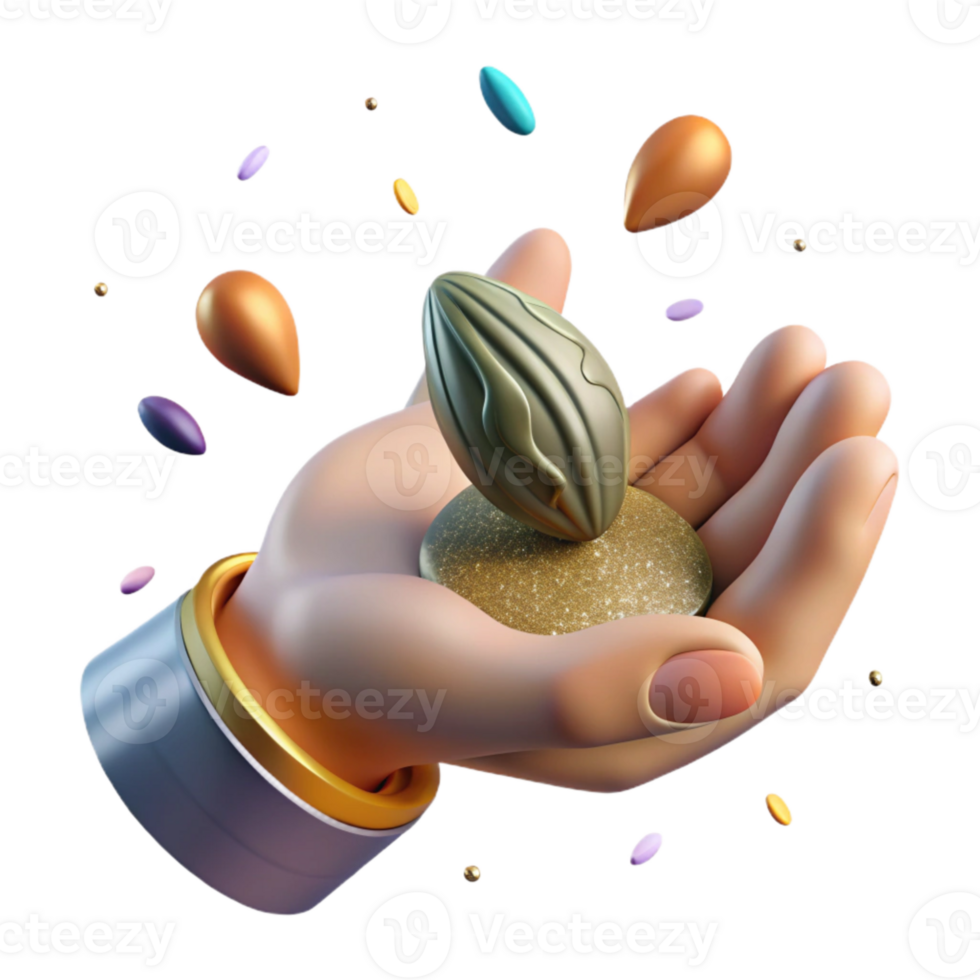 dramatic modern Close Up of Hands Holding Sapling Transparent Background premium png