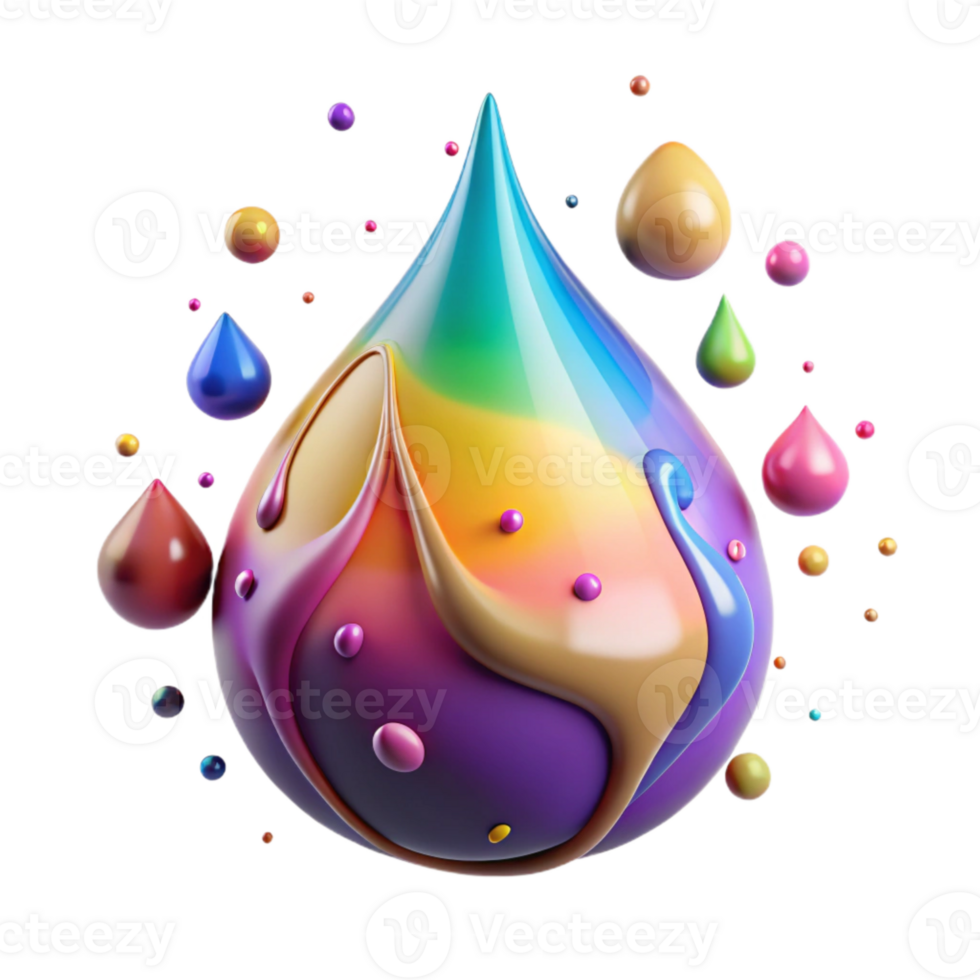 extraordinary creative Colorful Ink Drop Cutout Transparent Background detailed png