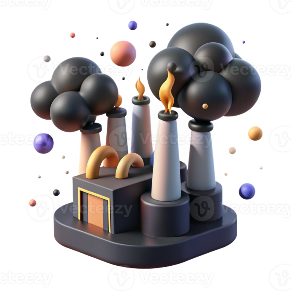 serene abstract Factory Emissions Illustration with Dark Smoke Isolated genuine png