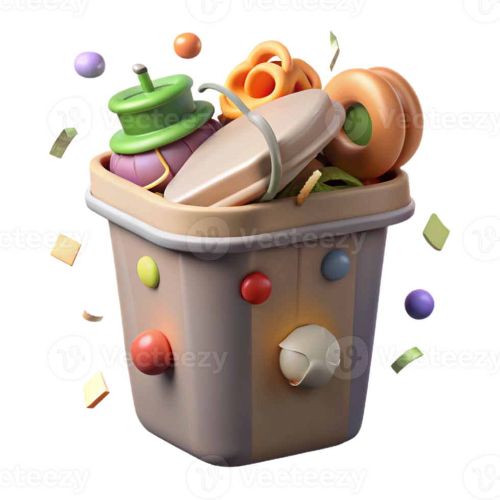stunning minimalist Compost Bin with Food Scraps Isolated Cutout detailed png
