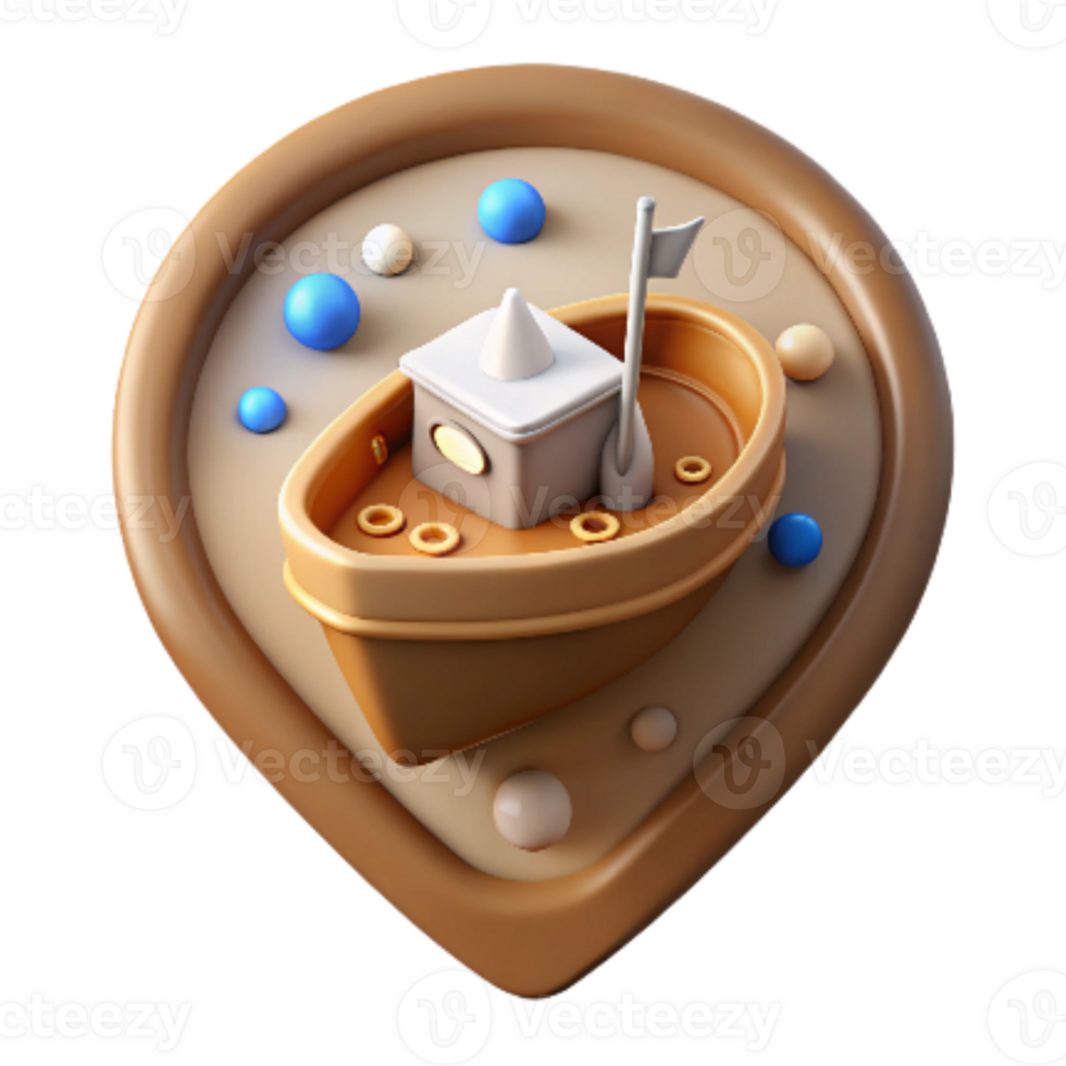 vibrant traditional Fishing Boat Navigation Icon Brown Isolated on Transparent Background original png