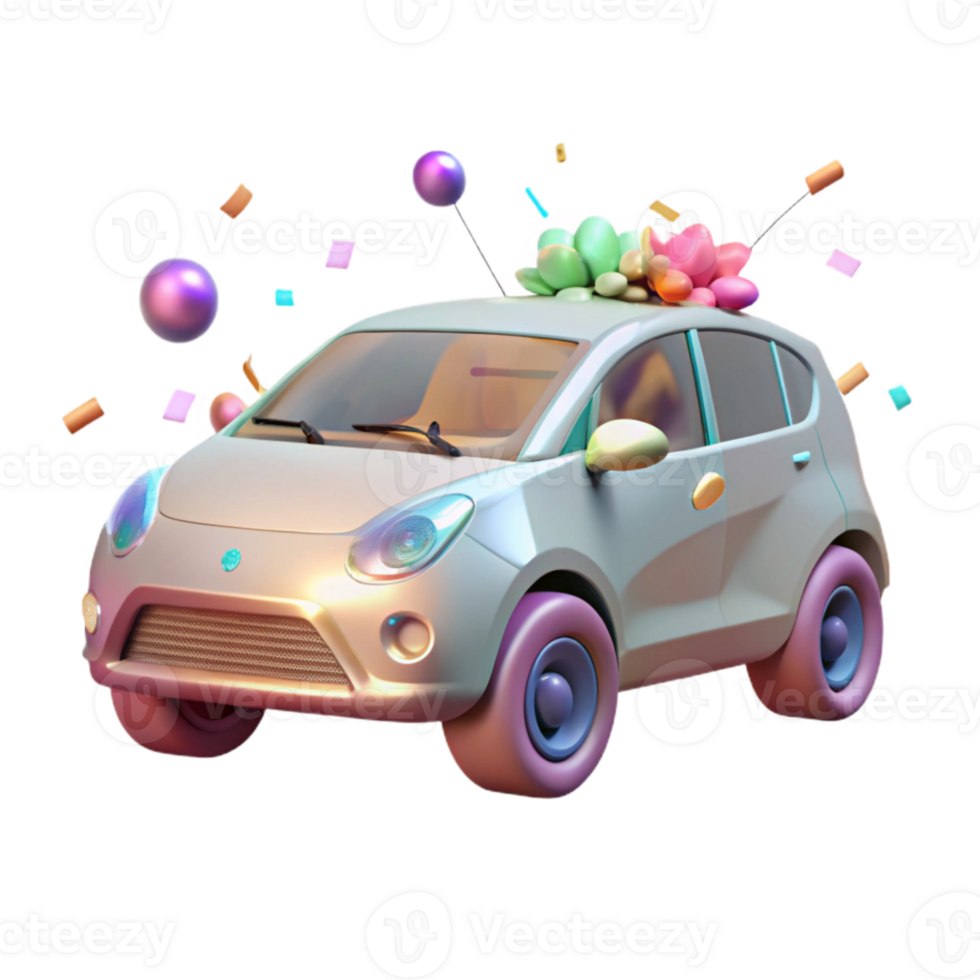 vibrant classic Electric Car Side View White Background Isolated authentic png