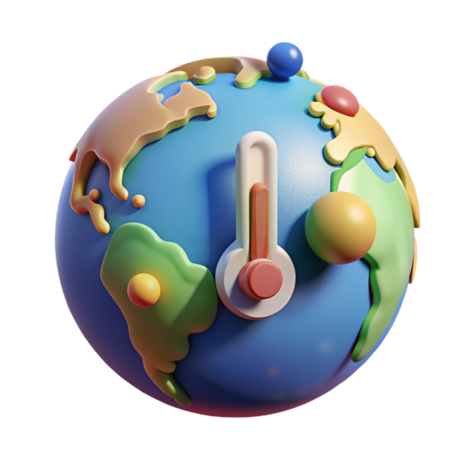 beautiful creative Earth with Thermometer Isolated Element Cutout genuine png