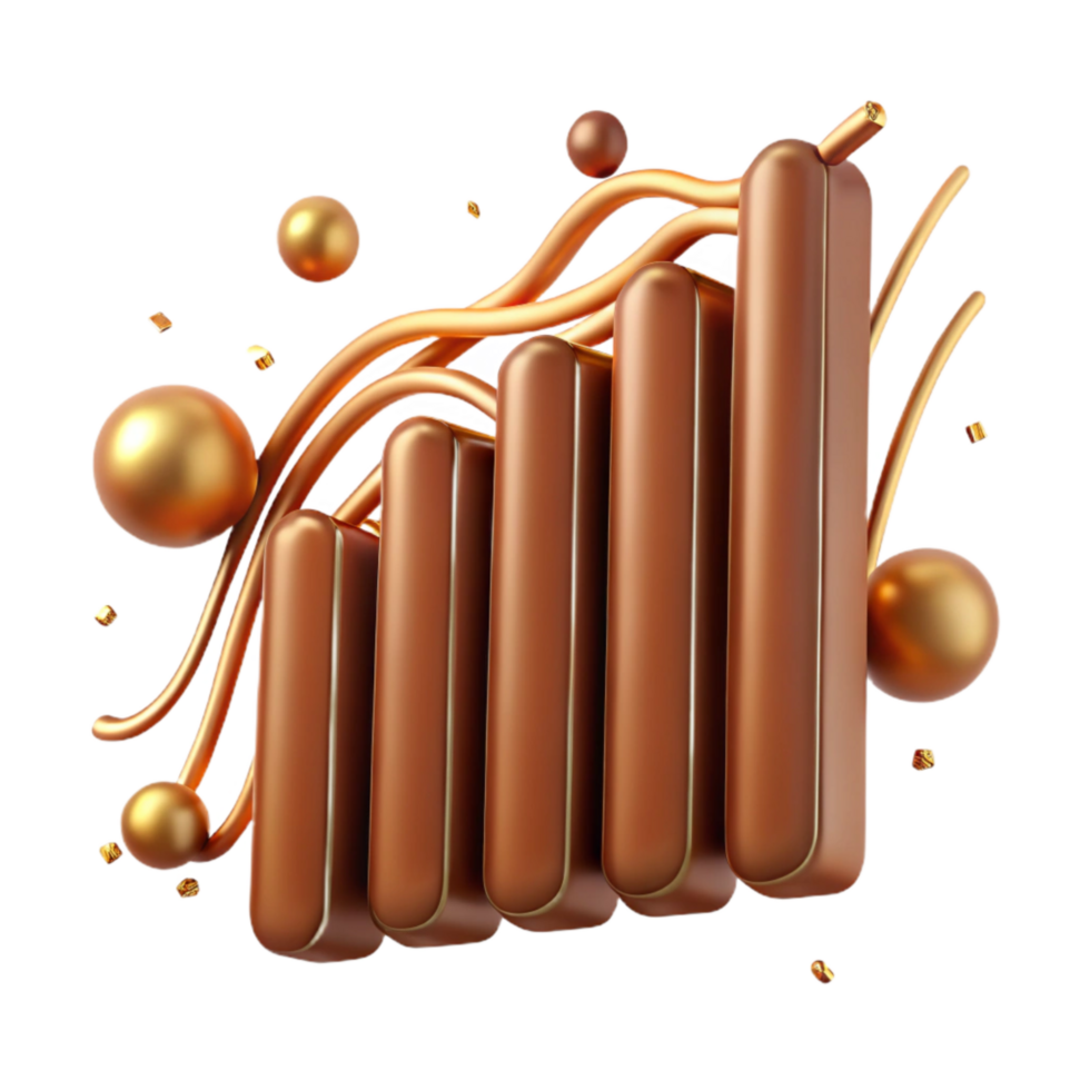 beautiful abstract Bronze Line Break Chart Element Isolated with Vertical Lines detailed png