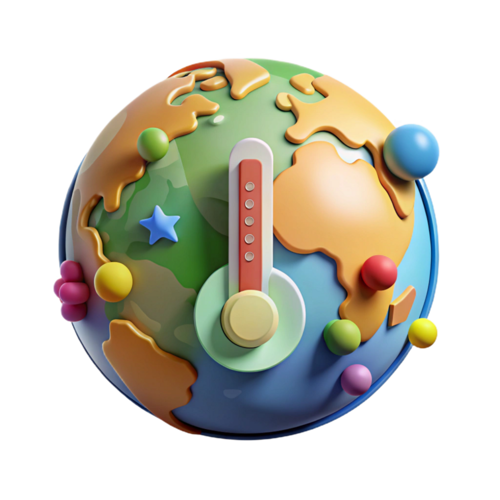 extraordinary minimalist Earth with Thermometer Isolated Element Cutout high quality png