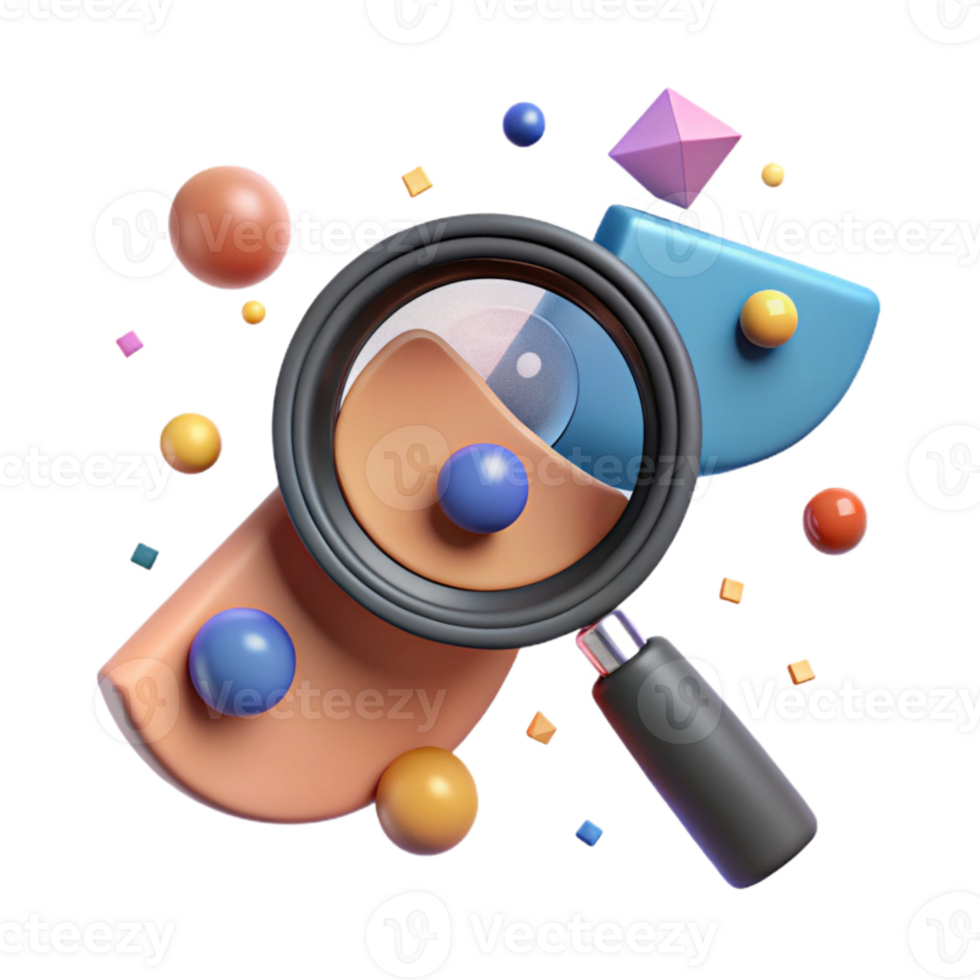 vibrant abstract Conserving Evidence Magnifying Glass Over Document Cutout premium png