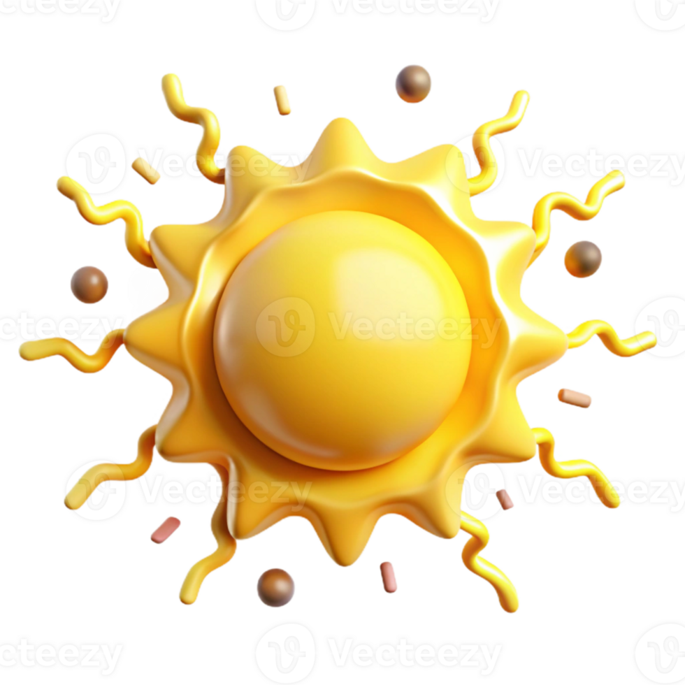 beautiful rustic Global Warming Sun Icon Intense Yellow Isolated original png