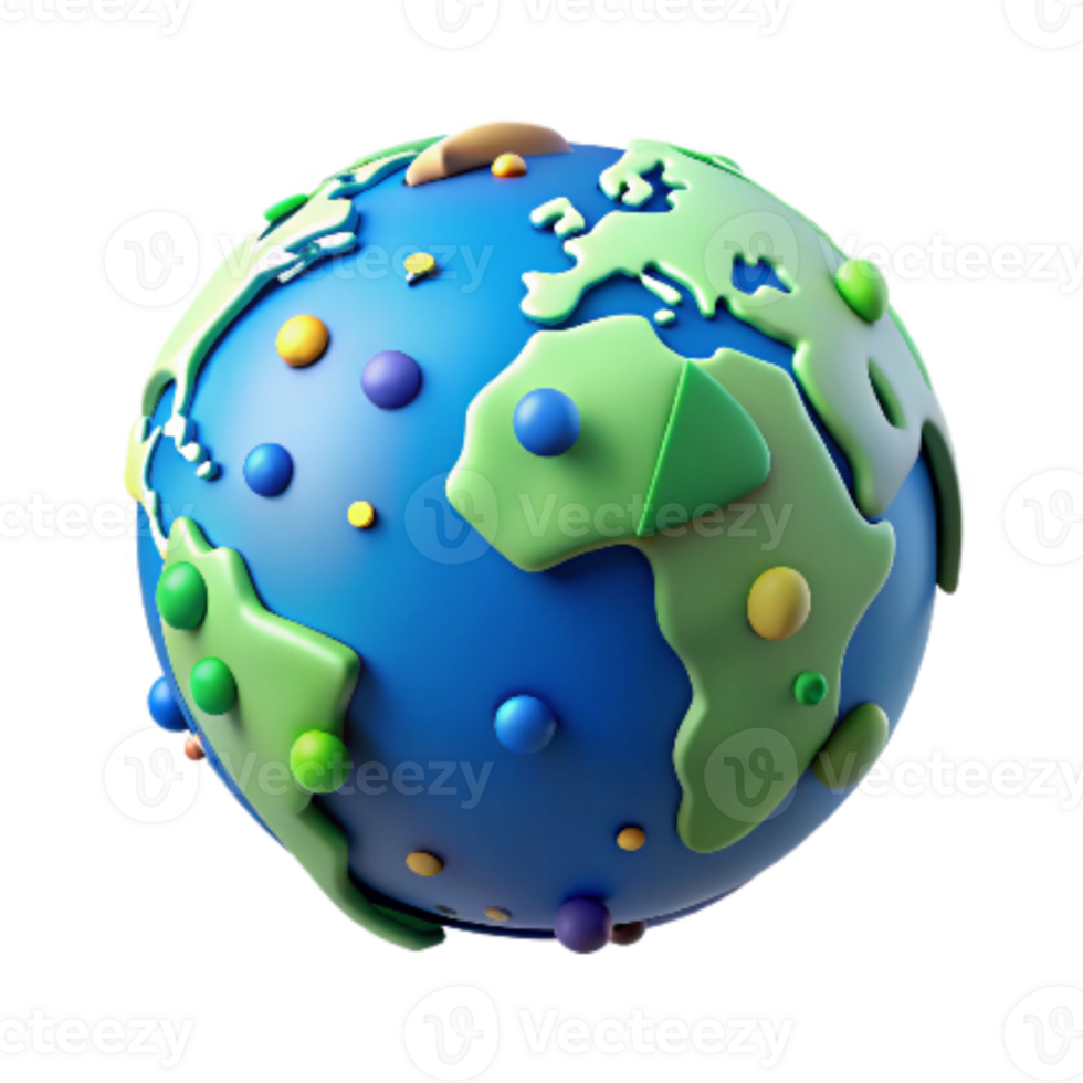 dramatic minimalist Earth Globe with Continents Cutout Blue Green Hues authentic png
