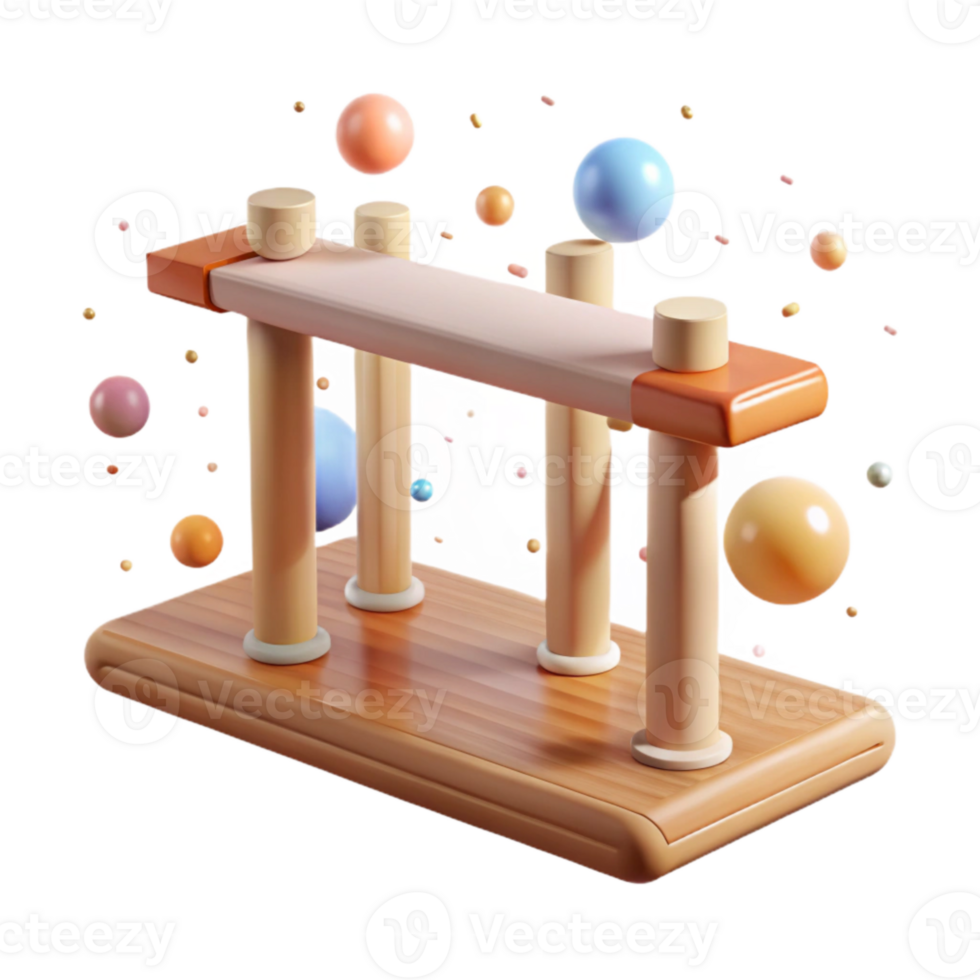 wonderful traditional Ballet Barre Wooden Support Transparent Background Dance Studio Setting premium png