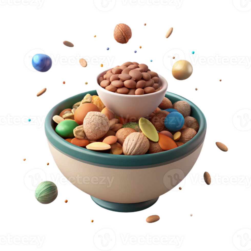 dramatic artistic Bowl of Mixed Nuts Cutout premium png