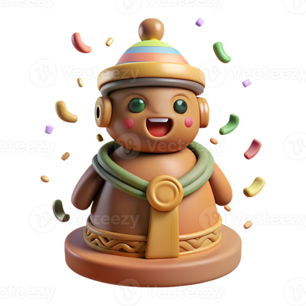 vibrant creative Ancient Artifact Clay Figurine Isolated on Transparent Background detailed png