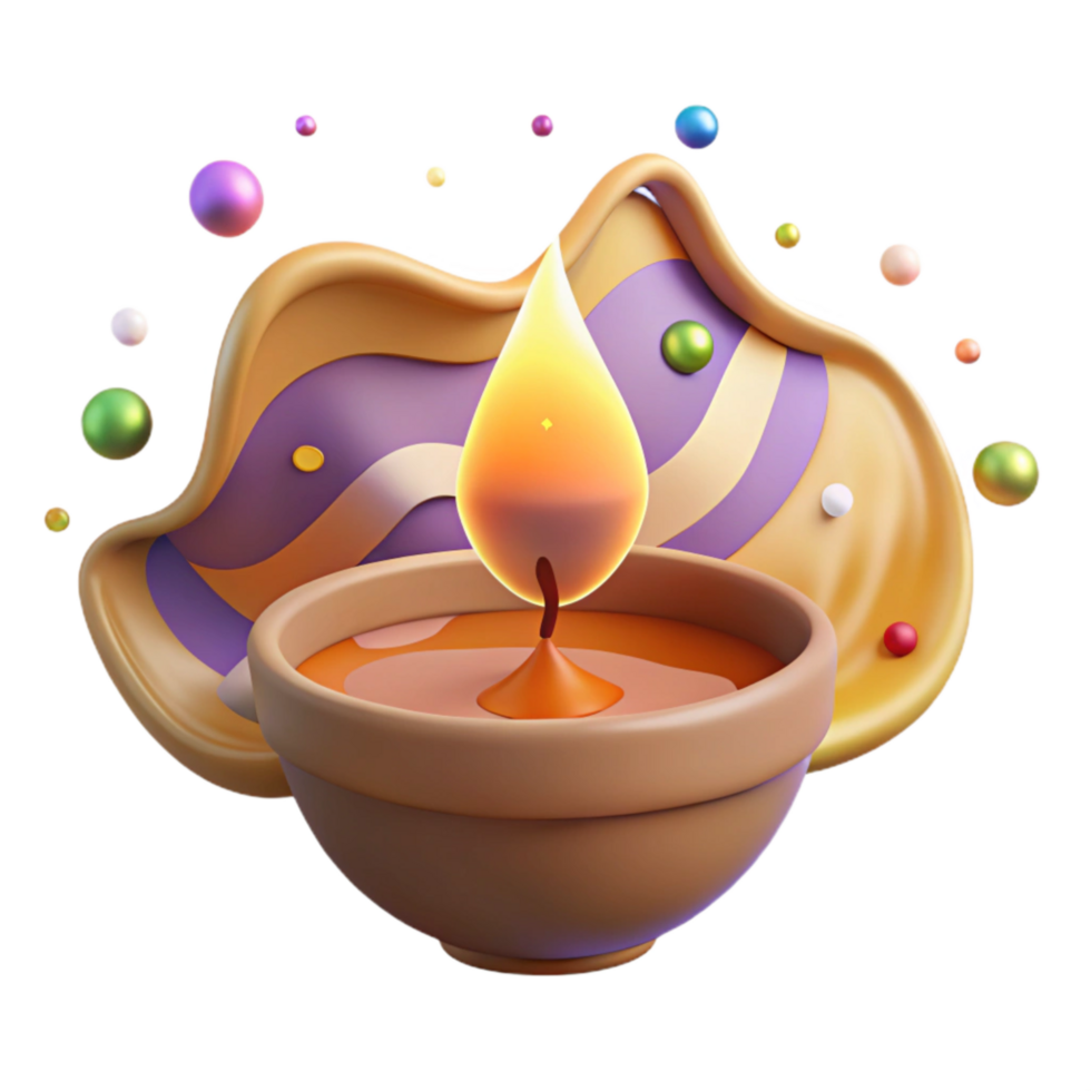 impressive contemporary Diwali Diya with Warm Glow Transparent Background high quality png