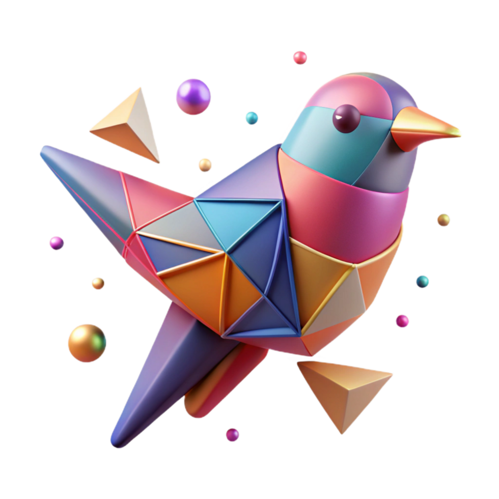 dramatic artistic Geometric Bird Design Isolated with Bright Colors detailed png