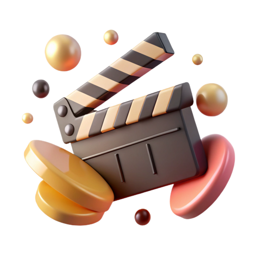 wonderful traditional Film Slate with Text Space Isolated on Transparent Background detailed png