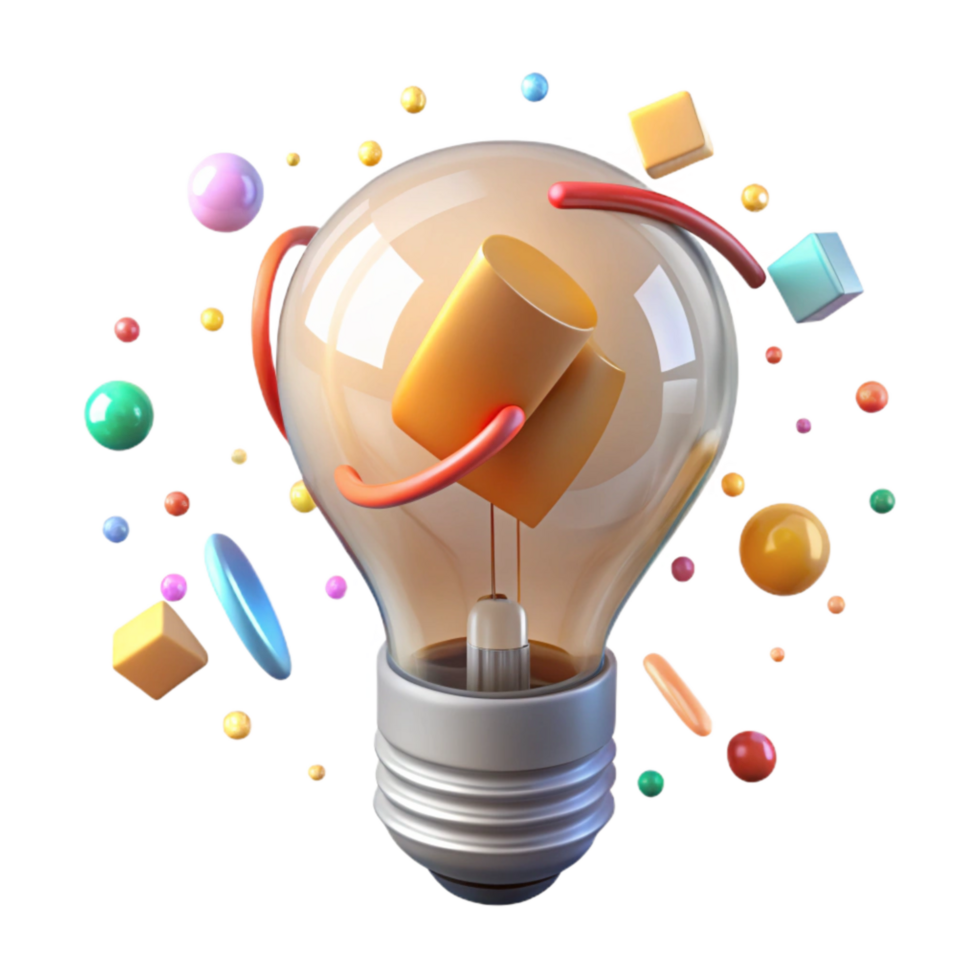 vibrant contemporary Energy Efficient Lightbulb Lit Transparent Background high resolution png