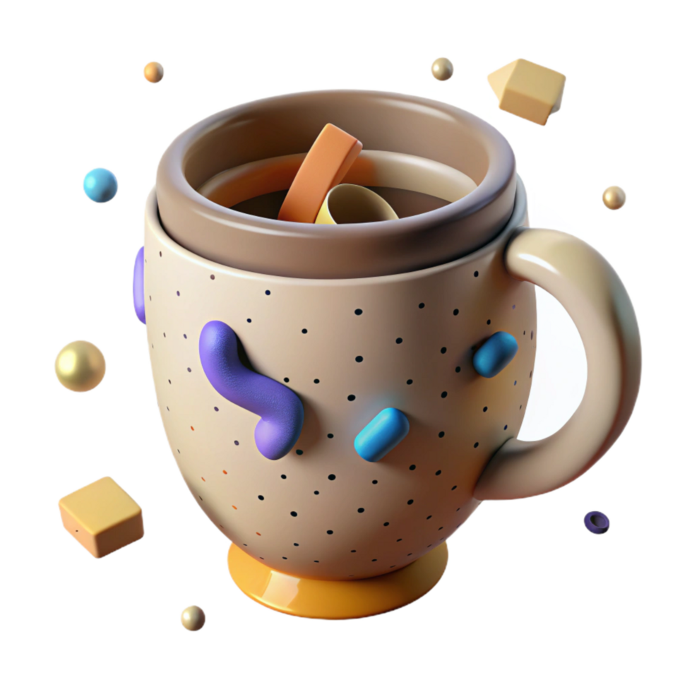 extraordinary artistic Ceramic Mug with Handle Isolated Cutout authentic png