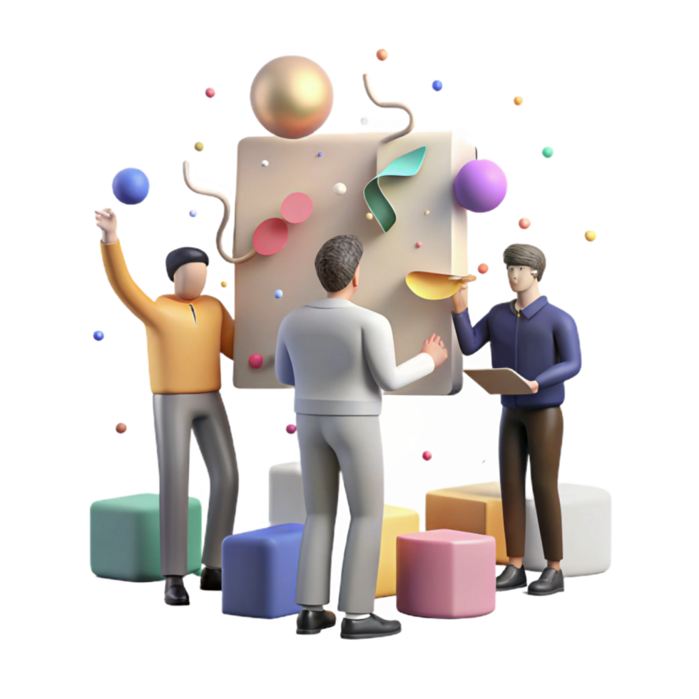 beautiful vintage Creative Team Brainstorming Silhouette Transparent Background professional png