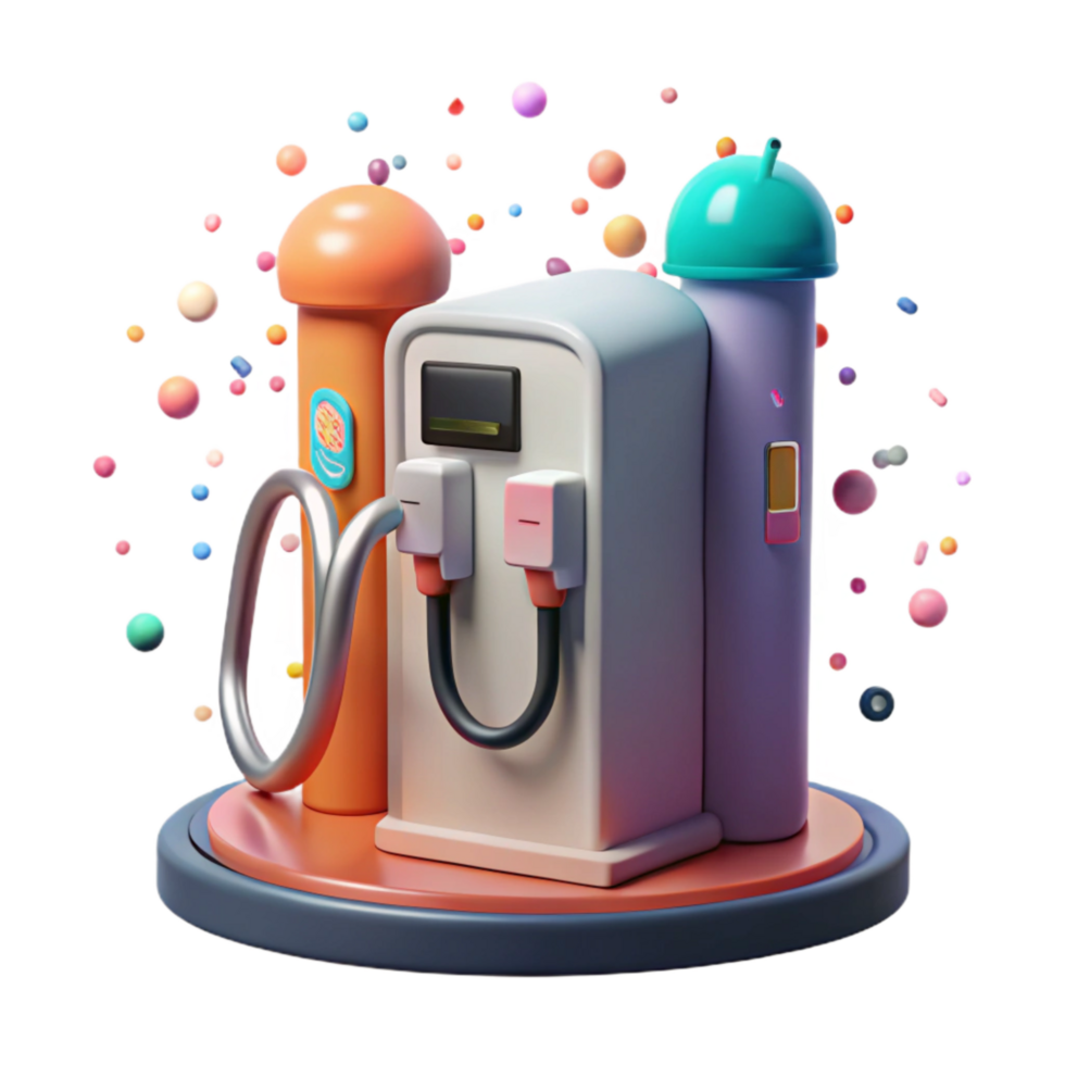 vibrant vintage Electric Car Charging Station Isolated Element authentic png