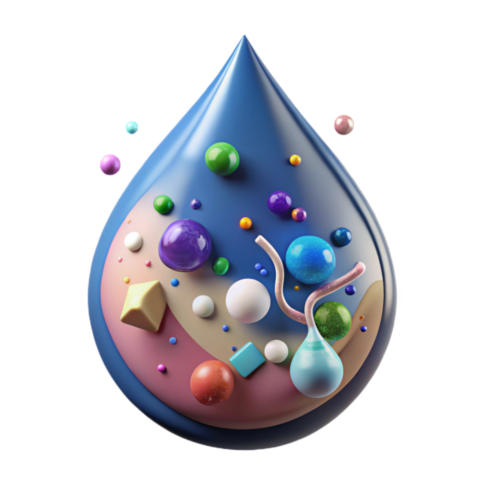 beautiful creative Chemical Waste in Water Drop Cutout Transparent Background Macro View professional png