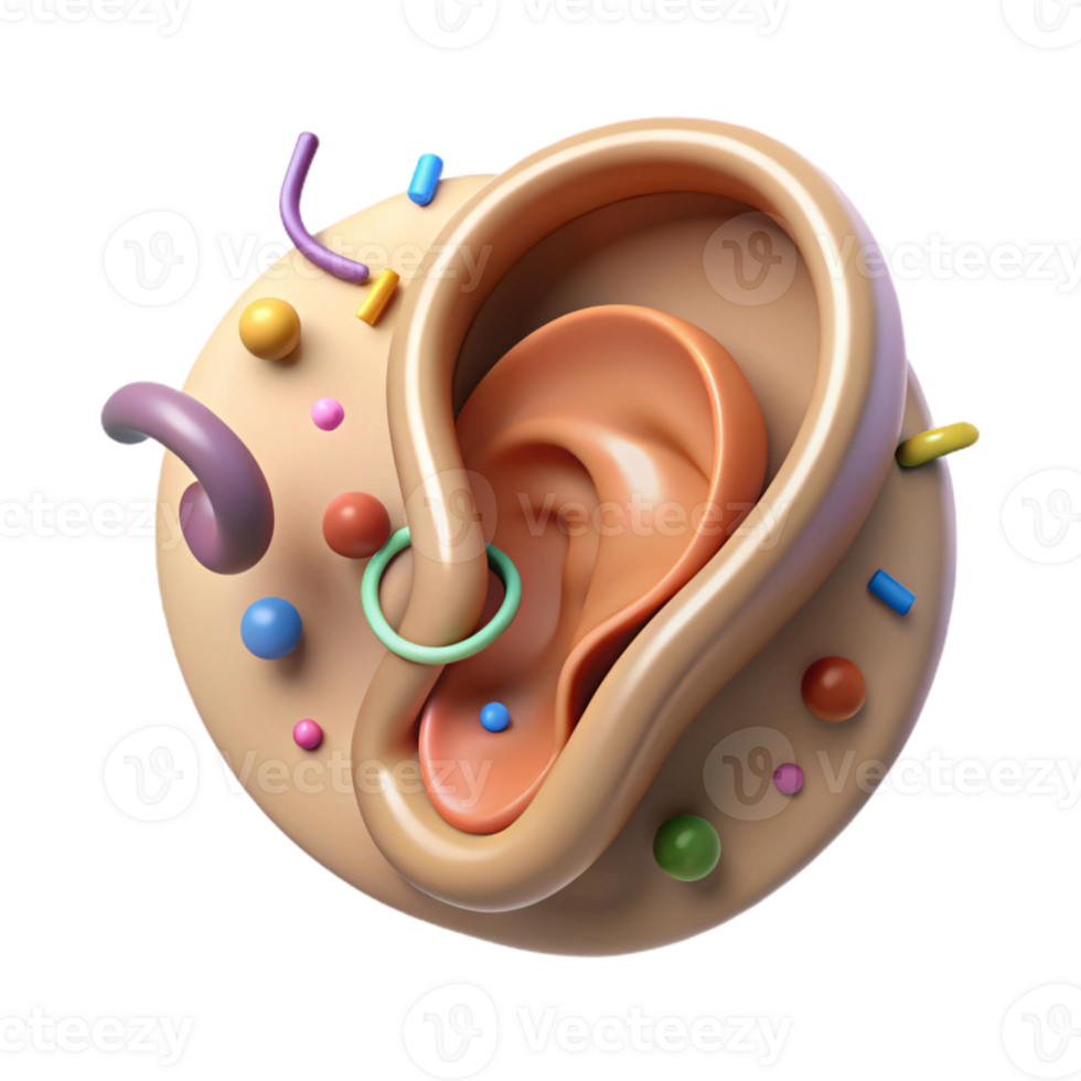 vibrant abstract Ear with Noise Damage Illustration Transparent Background high resolution png