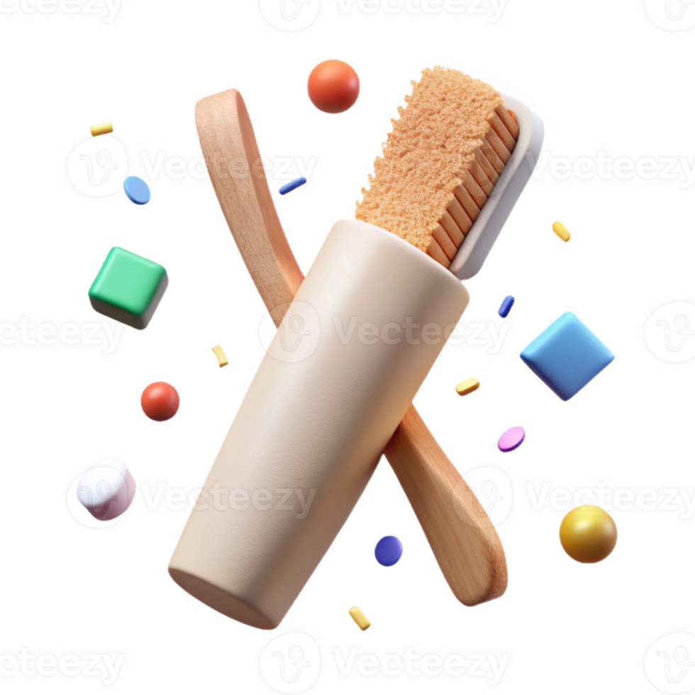 dramatic modern Bamboo Toothbrush with White Bristles Isolated premium png