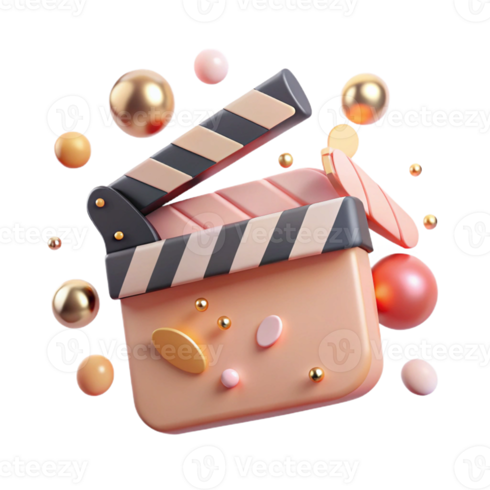 extraordinary classic Film Slate with Text Space Isolated on Transparent Background professional png