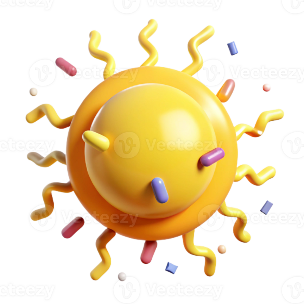 vibrant minimalist Global Warming Sun Icon Intense Yellow Isolated png