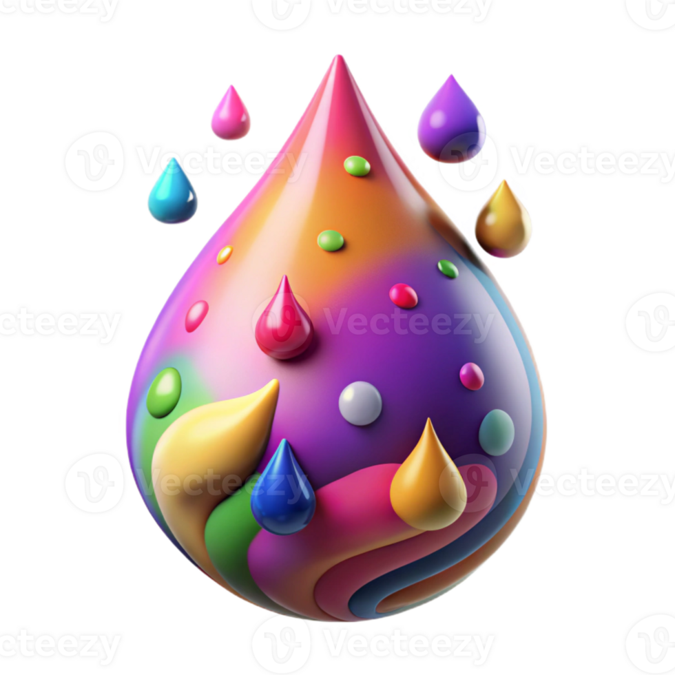 serene contemporary Colorful Ink Drop Cutout Transparent Background high quality png