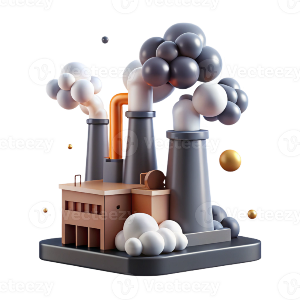 serene rustic Factory Smoke Pollution Cutout Isolated on Transparent Background high quality png
