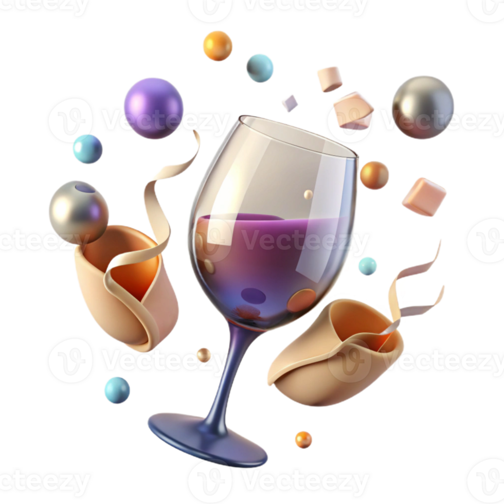 elegant abstract Empty Wine Glass Clear Transparent Cutout Element original png