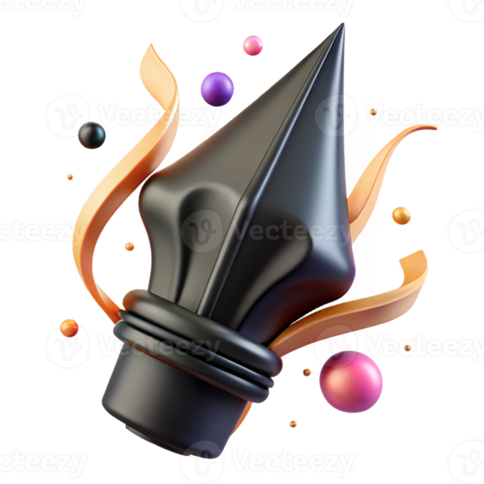 beautiful creative Black Calligraphy Pen Tip Detail Isolated Cutout professional png