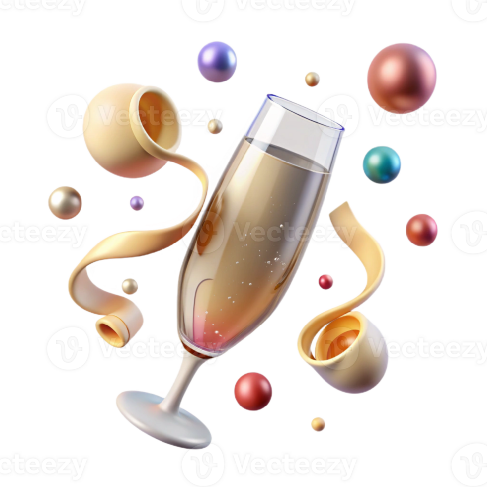 stunning artistic Champagne Flute with Bubbles Transparent Background premium png