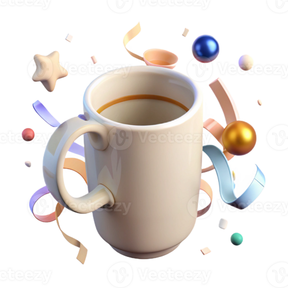 vibrant contemporary Clean White Mug Handle View Cutout Element premium png