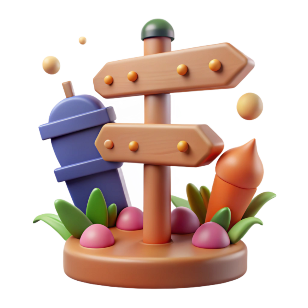 serene abstract Farmers Market Signpost with Directional Arrows Cutout high quality png